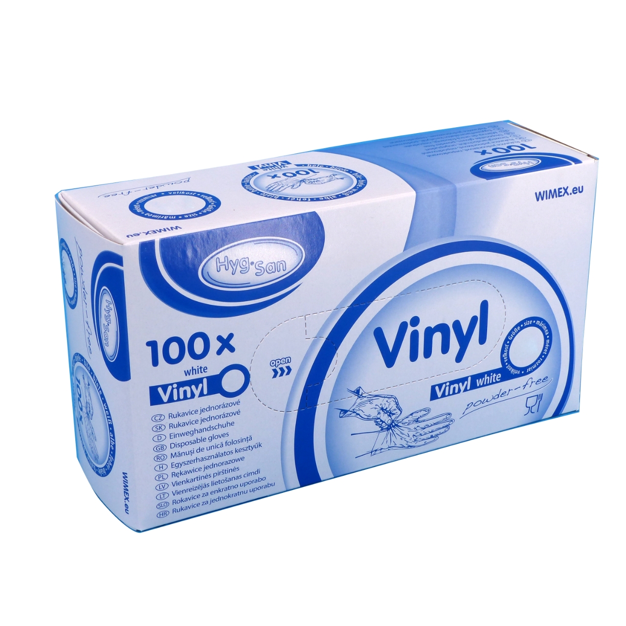 Vinyl Handschuhe XL, ungepudert, weiß, 100er Spenderbox