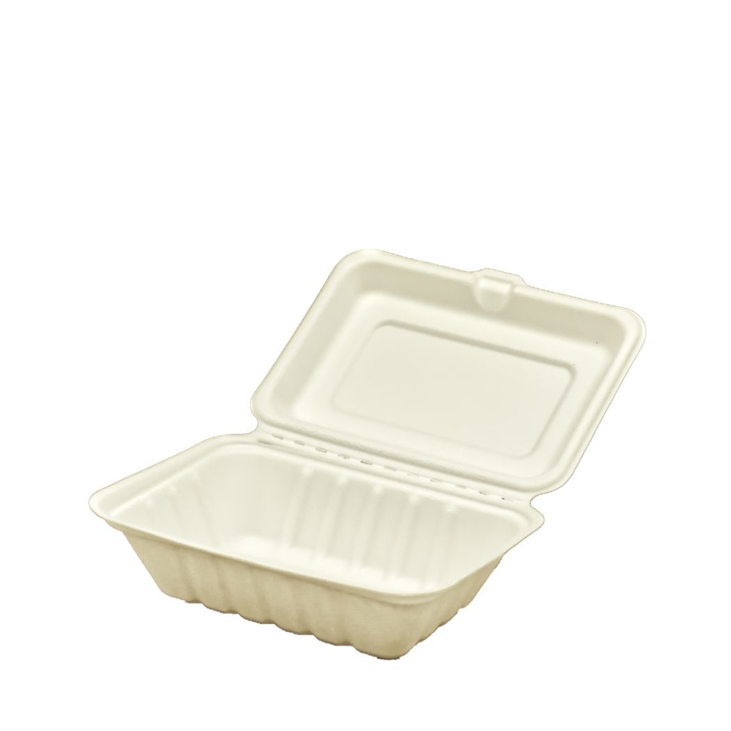 Bagasse Lunchbox klein 185 x 143 x 62 mm, weiß, 192074