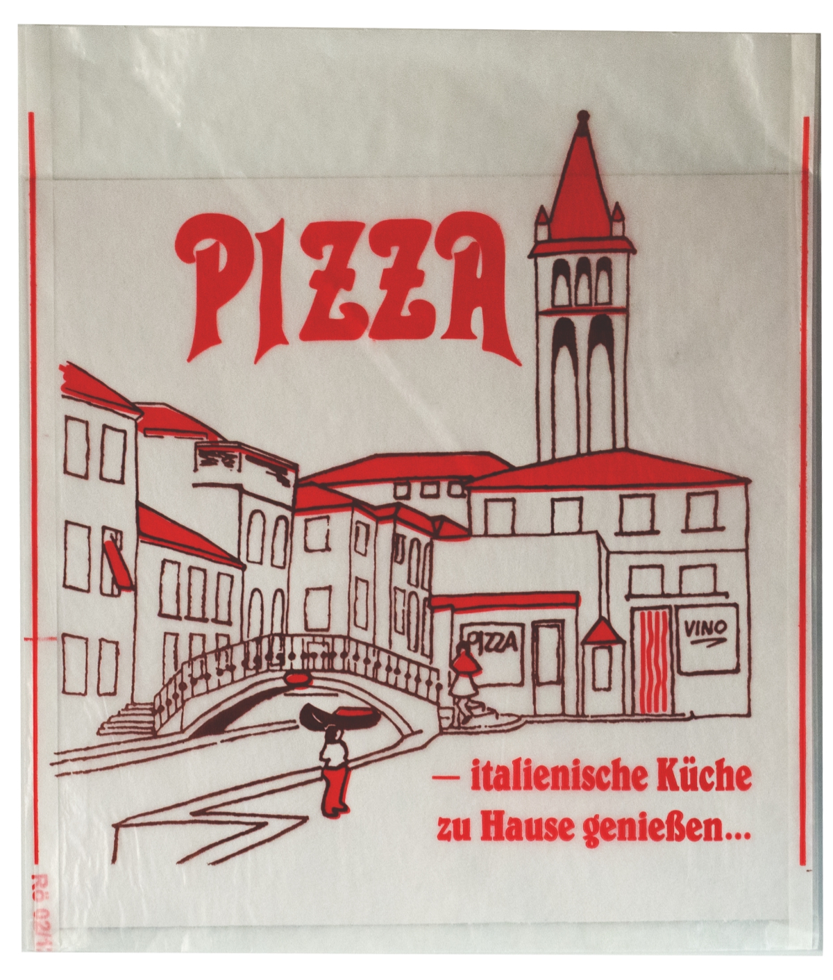 Pizzatasche aus Pergamin 30 x 30 cm, mit Motiv