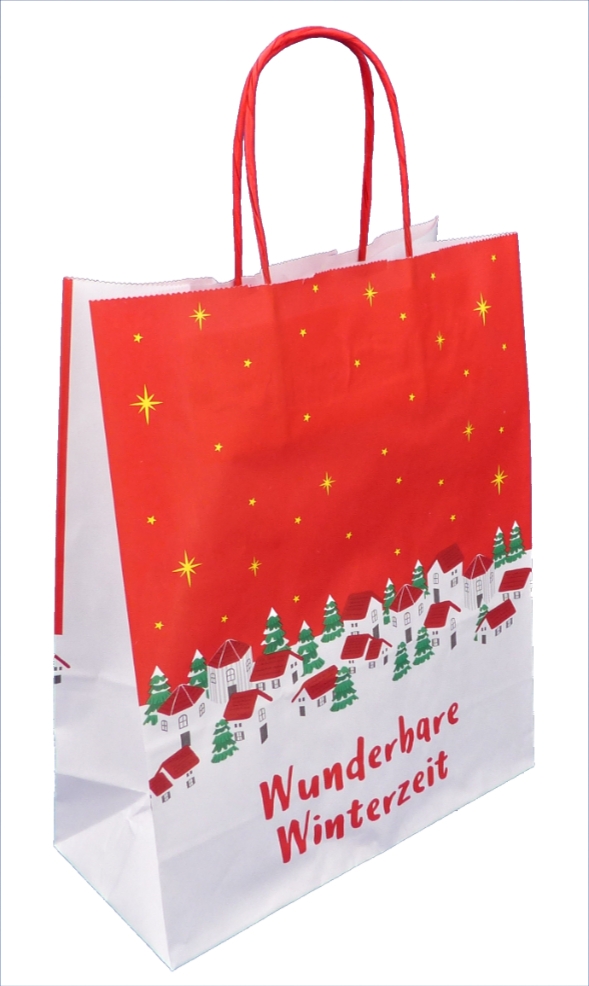 Papiertragetasche, Winterzeit, 22 + 10 x 28 cm