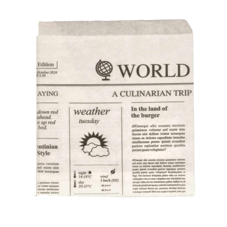 Hamburgertüten, 16 x 18 cm, Newsprint weiß