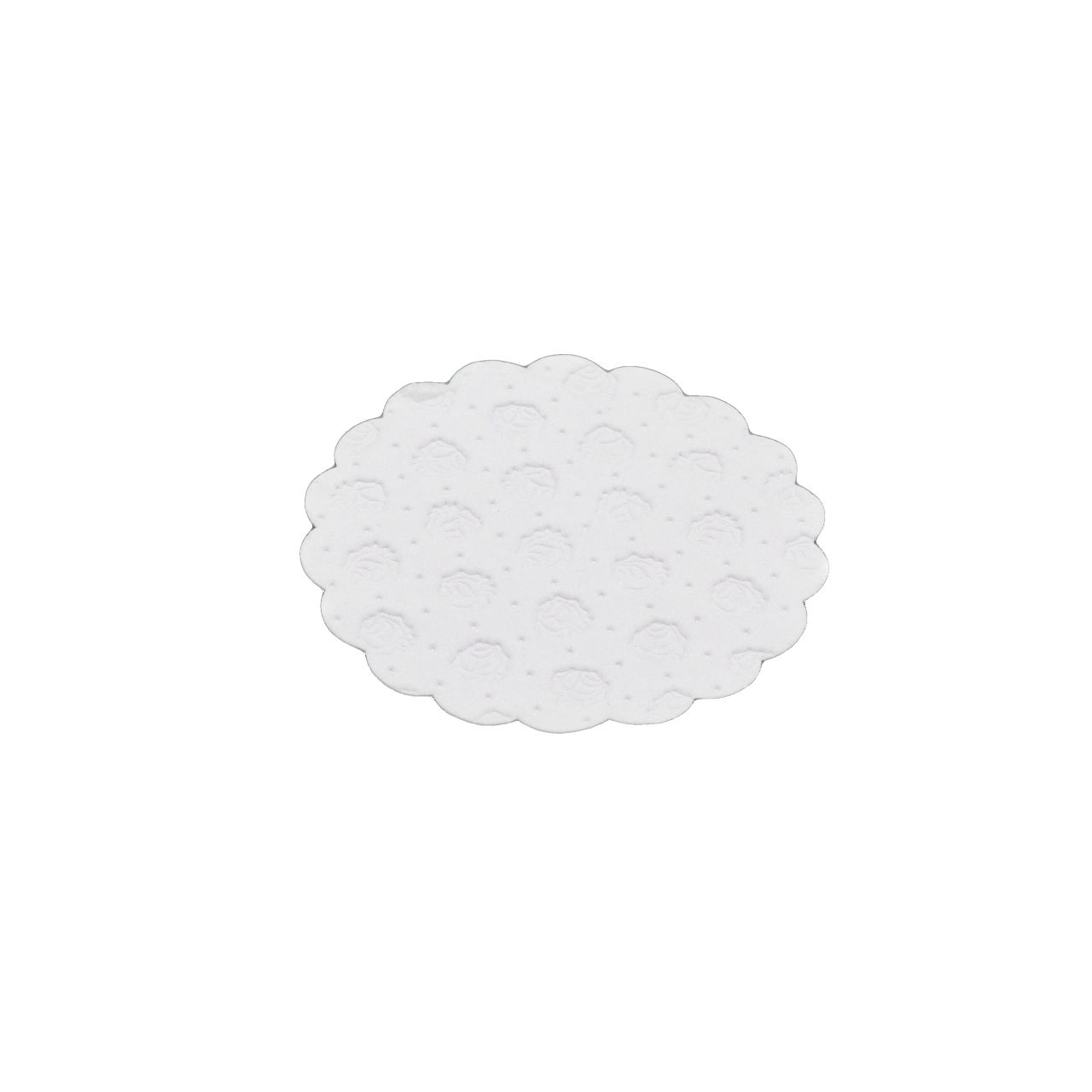 Tassendeckchen rund, 9 cm, weiß, 9-lagig mit Rosenprägung